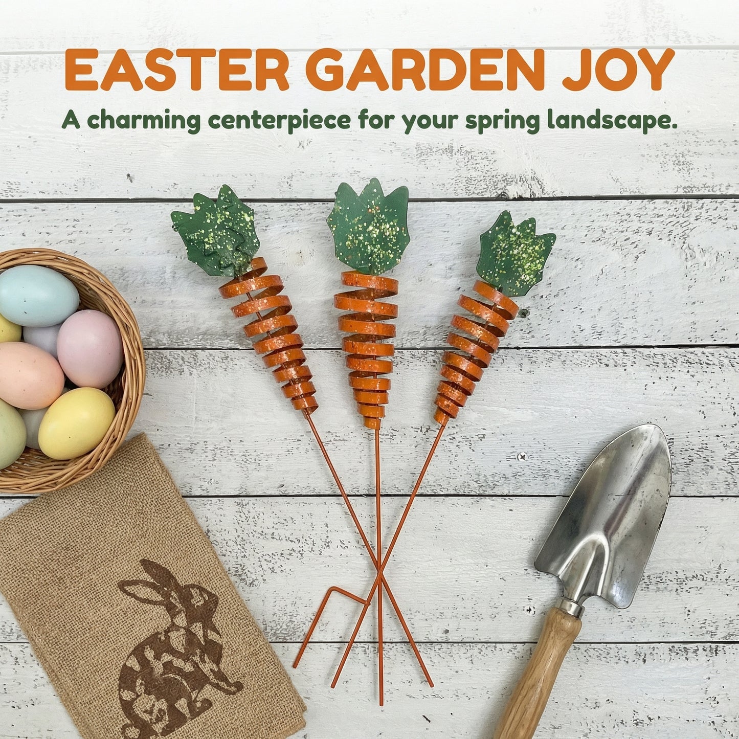 Easter Garden Carrot Stake for Outdoor Lawn, Planter & Flower Bed Decoration