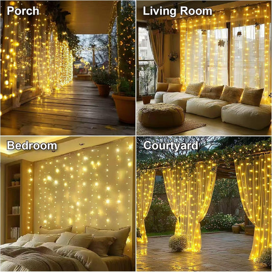 Fairy String Hanging Curtain Lights with Remote