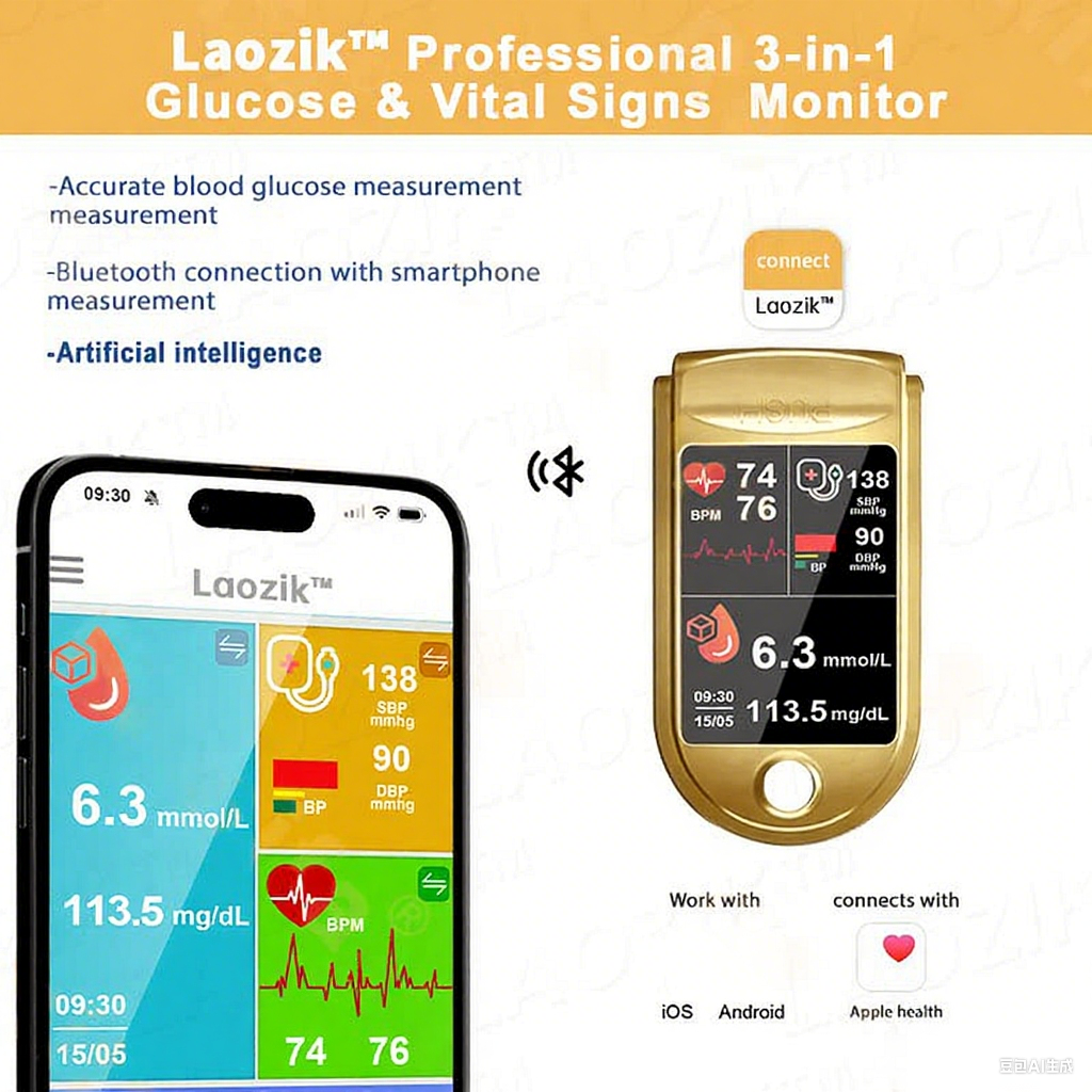 🩸Health America Subsidized Product |  Professional 12in1 Glucose & Vital Signs Monitor-Painless, Fast, Precise& FDA-Backed(Made in California, USA)