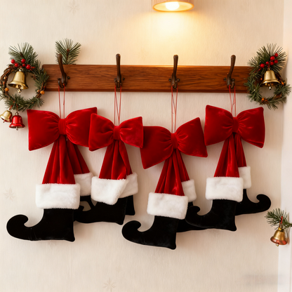 🎄Early Christmas Sale🔥Christmas Bow Ornament with Black Feet