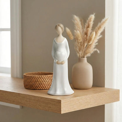 Minimalist Pregnant Woman Figurine for Indoor/Outdoor Decor, Mother’s Day Gift & Baby Shower Keepsake