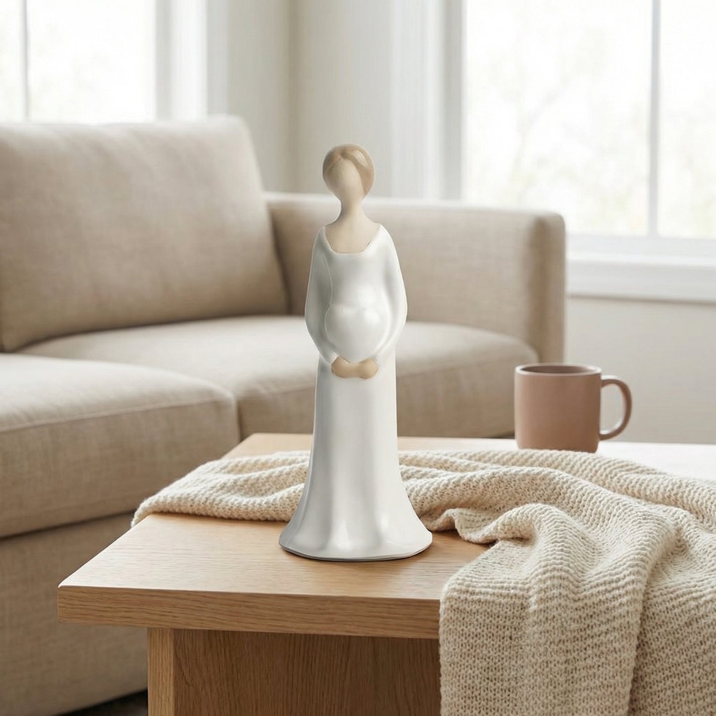 Minimalist Pregnant Woman Figurine for Indoor/Outdoor Decor, Mother’s Day Gift & Baby Shower Keepsake