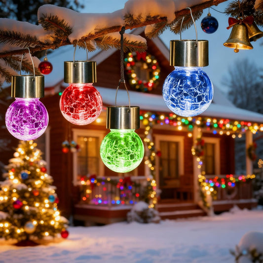 Hanging Cracked Glass Ball Solar Lights