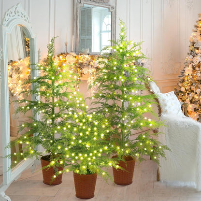 🎄Early Christmas Sale🔥Pre-lit Twinkle Christmas Realistic Artificial Trees with Woven Basket Base