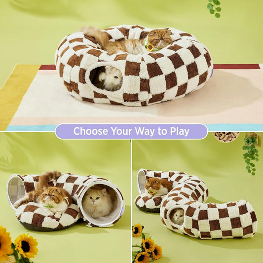 🎄2025 Christmas On Sale🐈2-in-1 Lesure Cat Tunnel Bed for Indoor